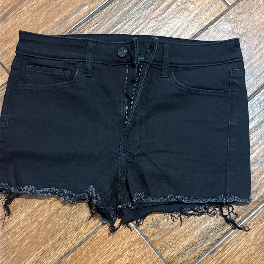 American Eagle Outfitters Black Frayed Jean Shorts